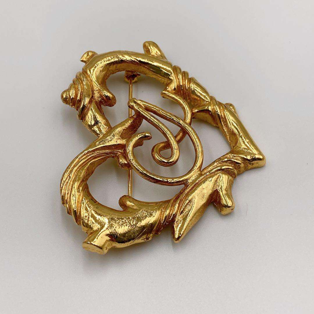 【美品】クリスチャンラクロワ ハート ブローチ ヴィンテージ ゴールド