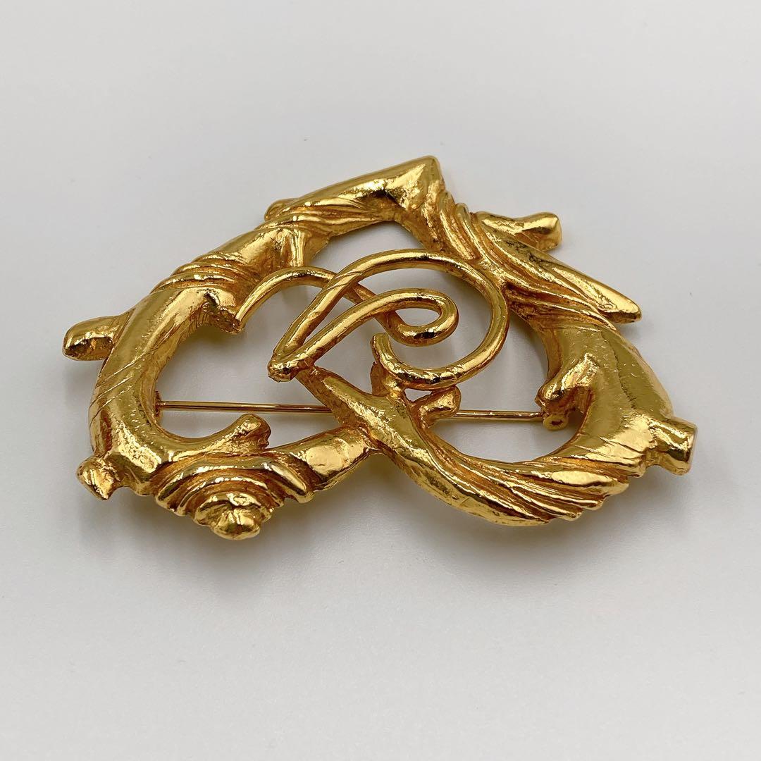 【美品】クリスチャンラクロワ ハート ブローチ ヴィンテージ ゴールド