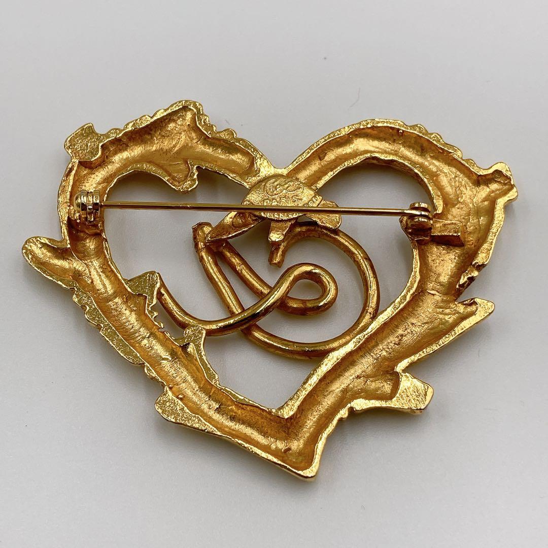 【美品】クリスチャンラクロワ ハート ブローチ ヴィンテージ ゴールド