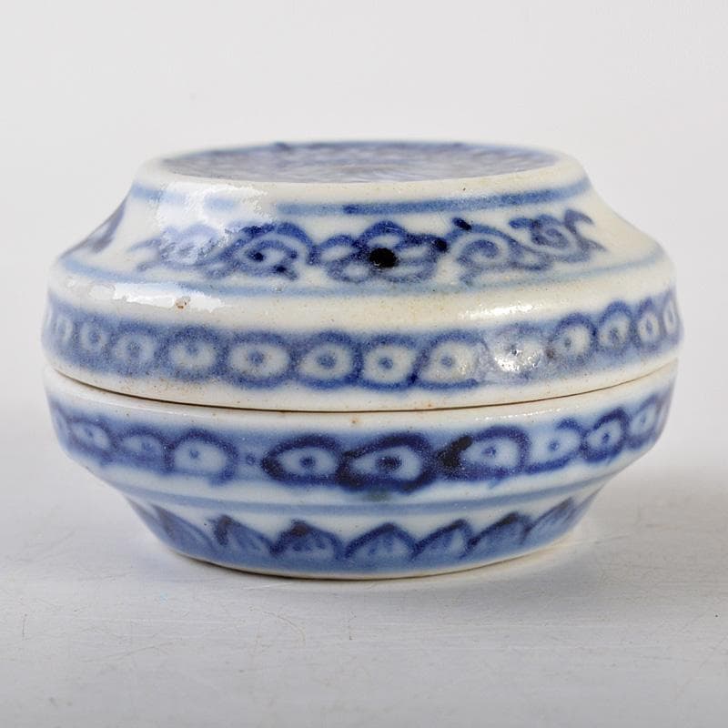 中国　新渡　染付　花文　小さな香合　N　6479