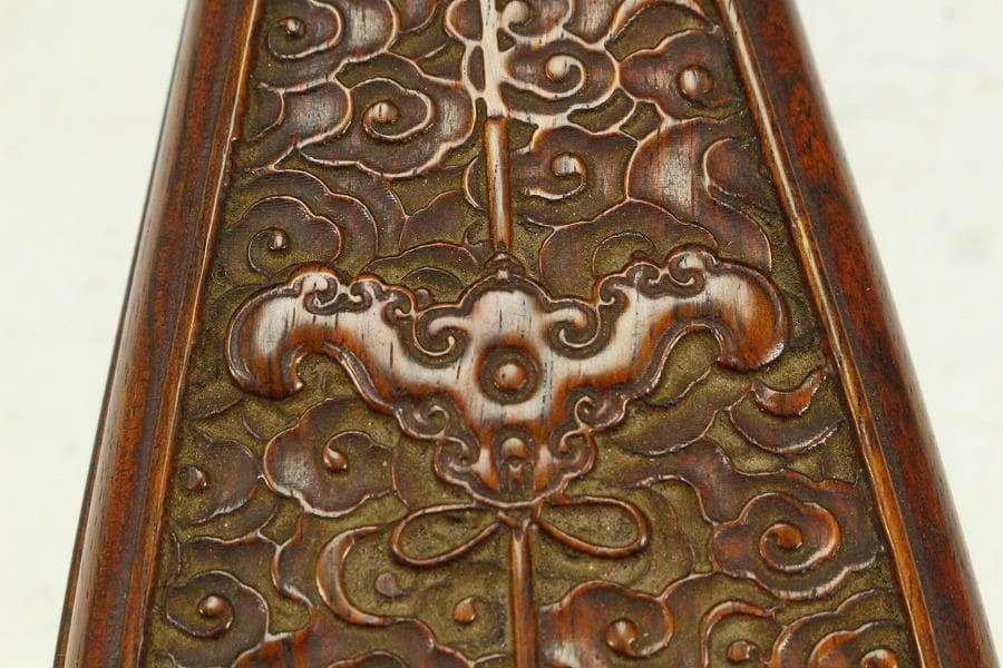 中国美術 花梨 刻 雲蝙蝠紋 秤 測り具(K-A911)