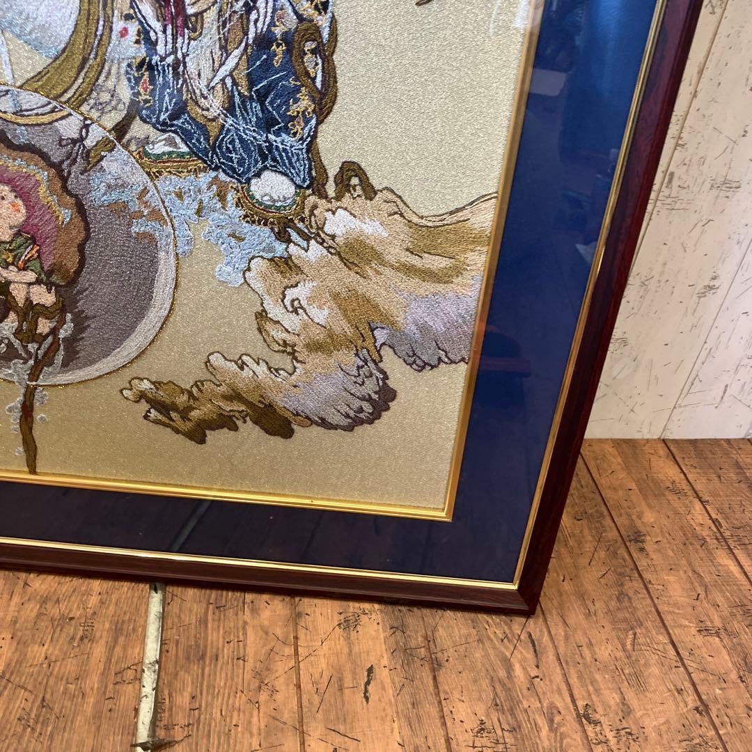 昭和レトロ 慈母観音図 着色絹本 仏画 仏教美術　 悲母観音 刺繍画 刺繍アート