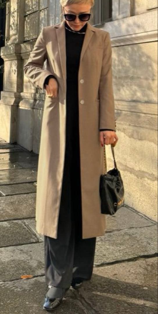 JENNE モダンロングジャケットL キャメル