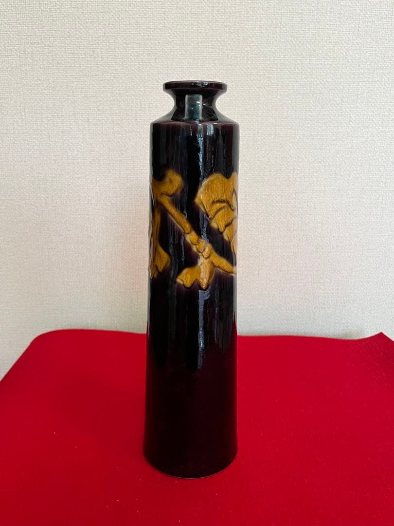 人間国宝 初代 徳田八十吉 深厚釉 耳付 花入 T277 真作保証