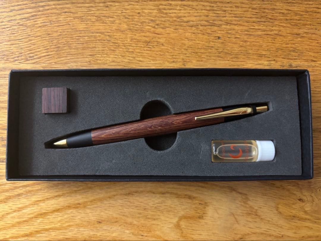 野原工芸　新型　紫檀のシャープペンシル　ゴールド