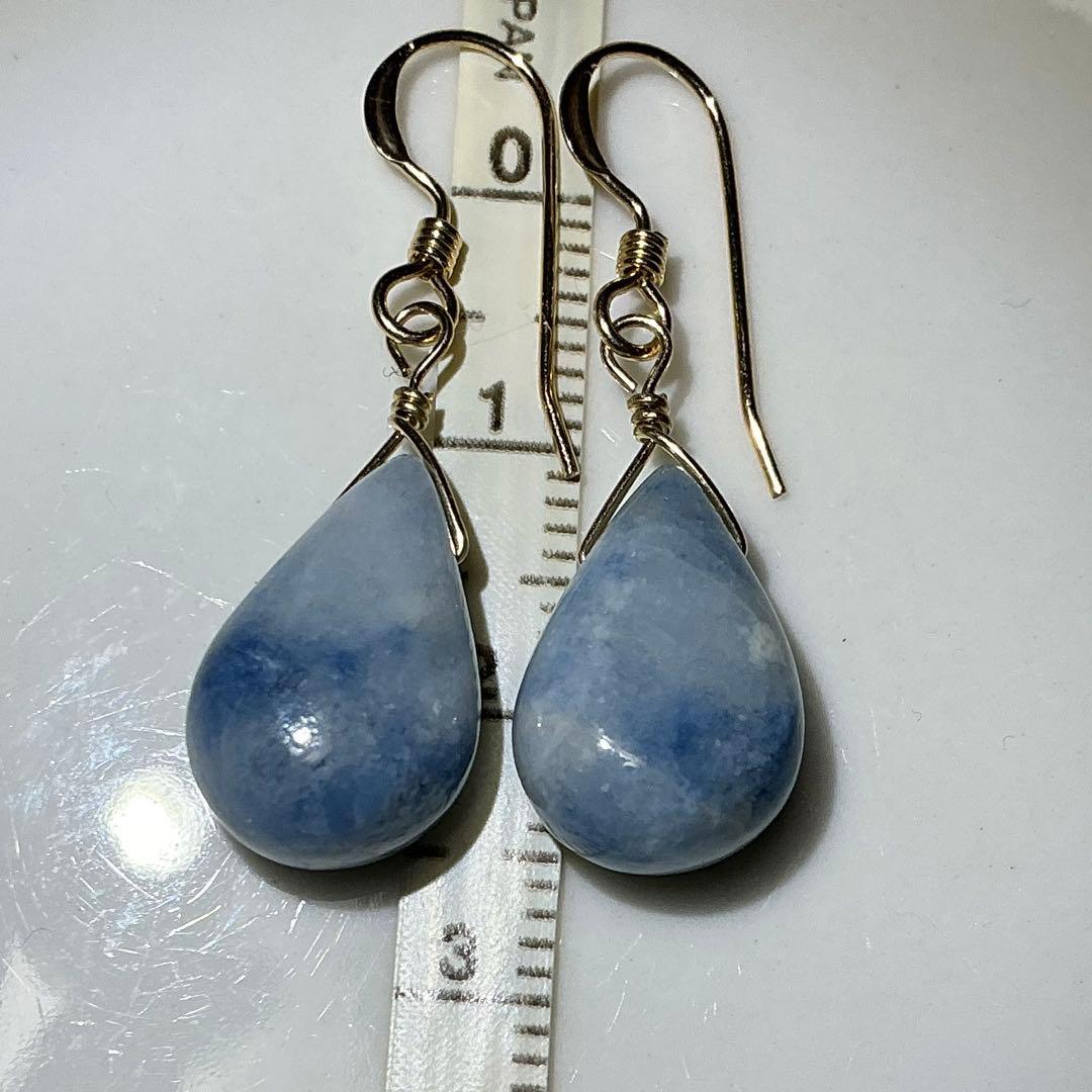 【専用】コン沢翡翠&金山翡翠　ティアドロップピアス　14kgf