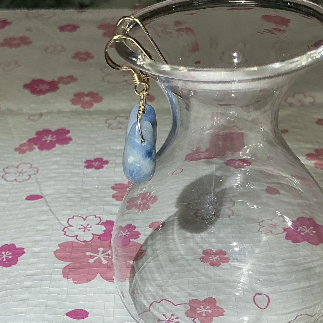 【専用】コン沢翡翠&金山翡翠　ティアドロップピアス　14kgf