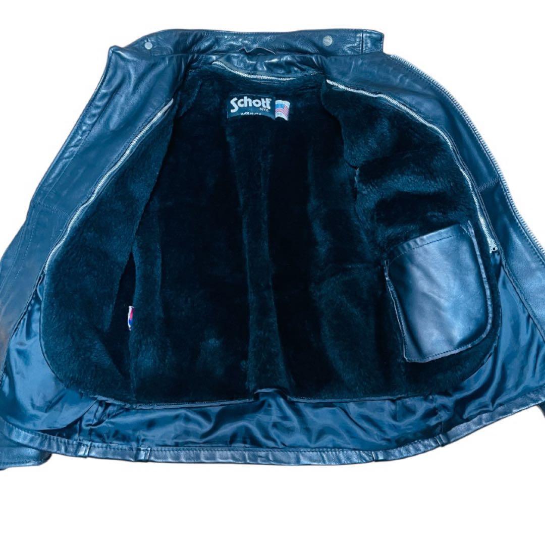 Schott ショット 642系 シングルライダース USA製 ボア 黒 36