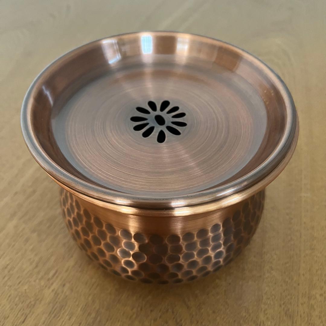 【新品】【未使用】　茶道具　鎚目純銅　建水