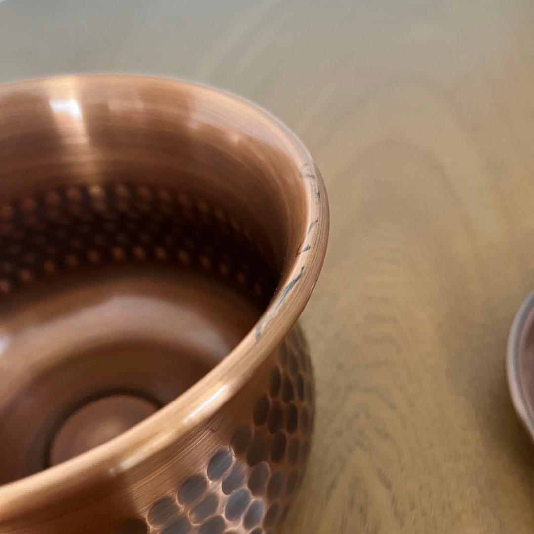 【新品】【未使用】　茶道具　鎚目純銅　建水