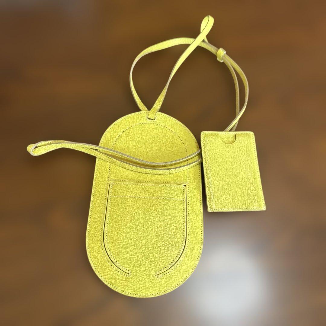 え*り様 エルメス　イエロー レザー スマホショルダーバッグ