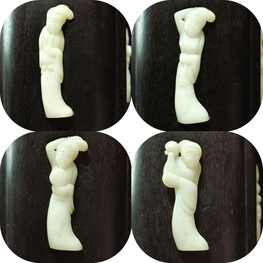 中国骨董 紫檀筆筒 白玉彫仕女図象嵌 古美術 アンティーク 旧家蔵出 蒐集家放出