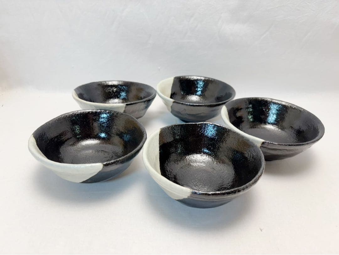 未使用 茶道具 松楽作 黒楽数茶碗 5客陶印 煎茶 茶器 茶事 茶席 茶会 紙箱