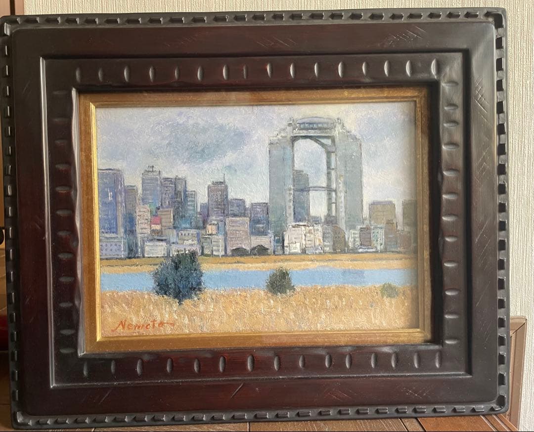 油彩画　木のフレーム付き　F4