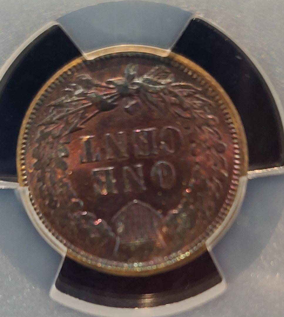 1898年 インディアンヘッドセント PCGS認定 レインボートーン