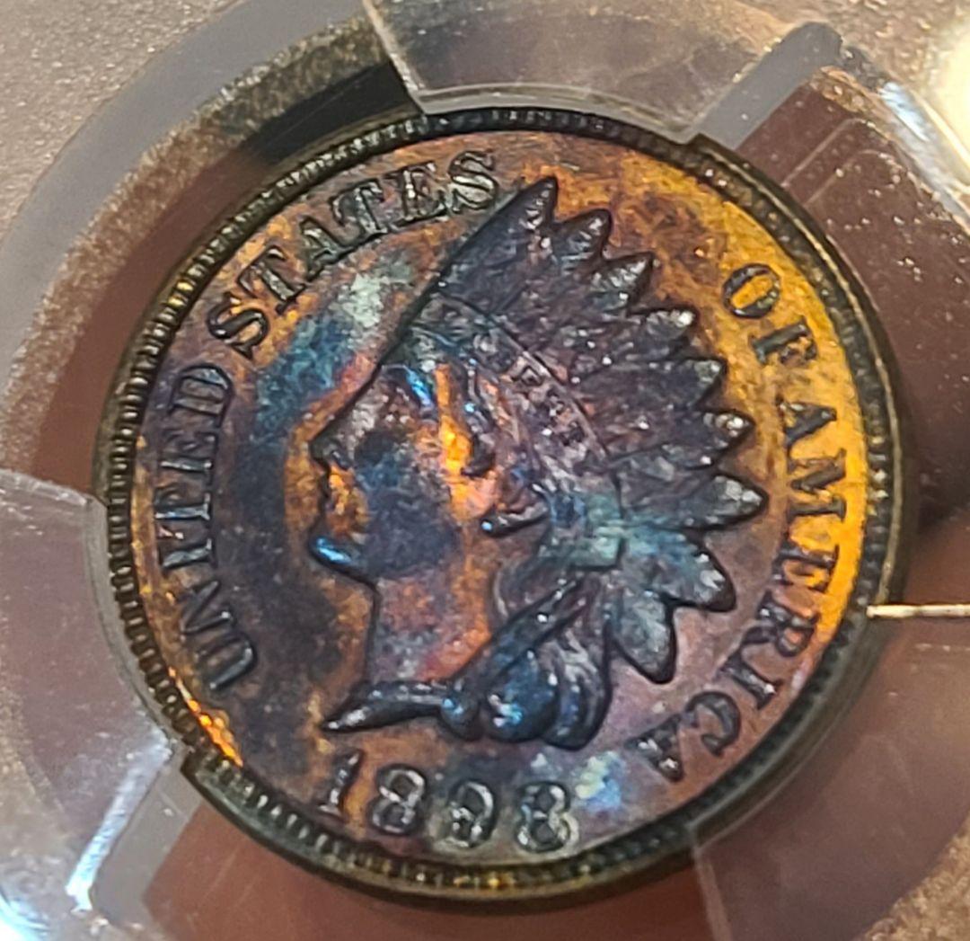 1898年 インディアンヘッドセント PCGS認定 レインボートーン