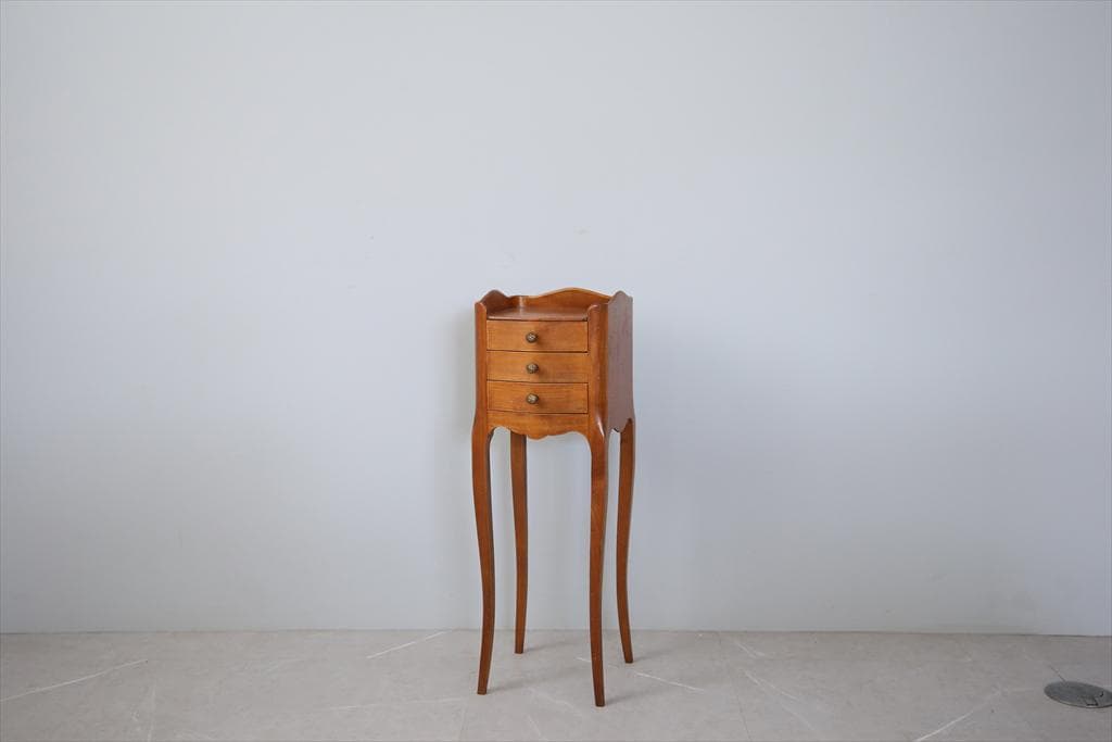 フランスアンティーク木製ベッドサイドキャビネット/ナイトテーブル机(90-62)