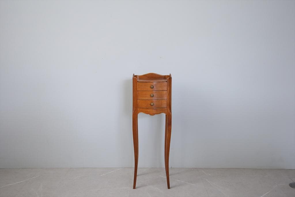 フランスアンティーク木製ベッドサイドキャビネット/ナイトテーブル机(90-62)