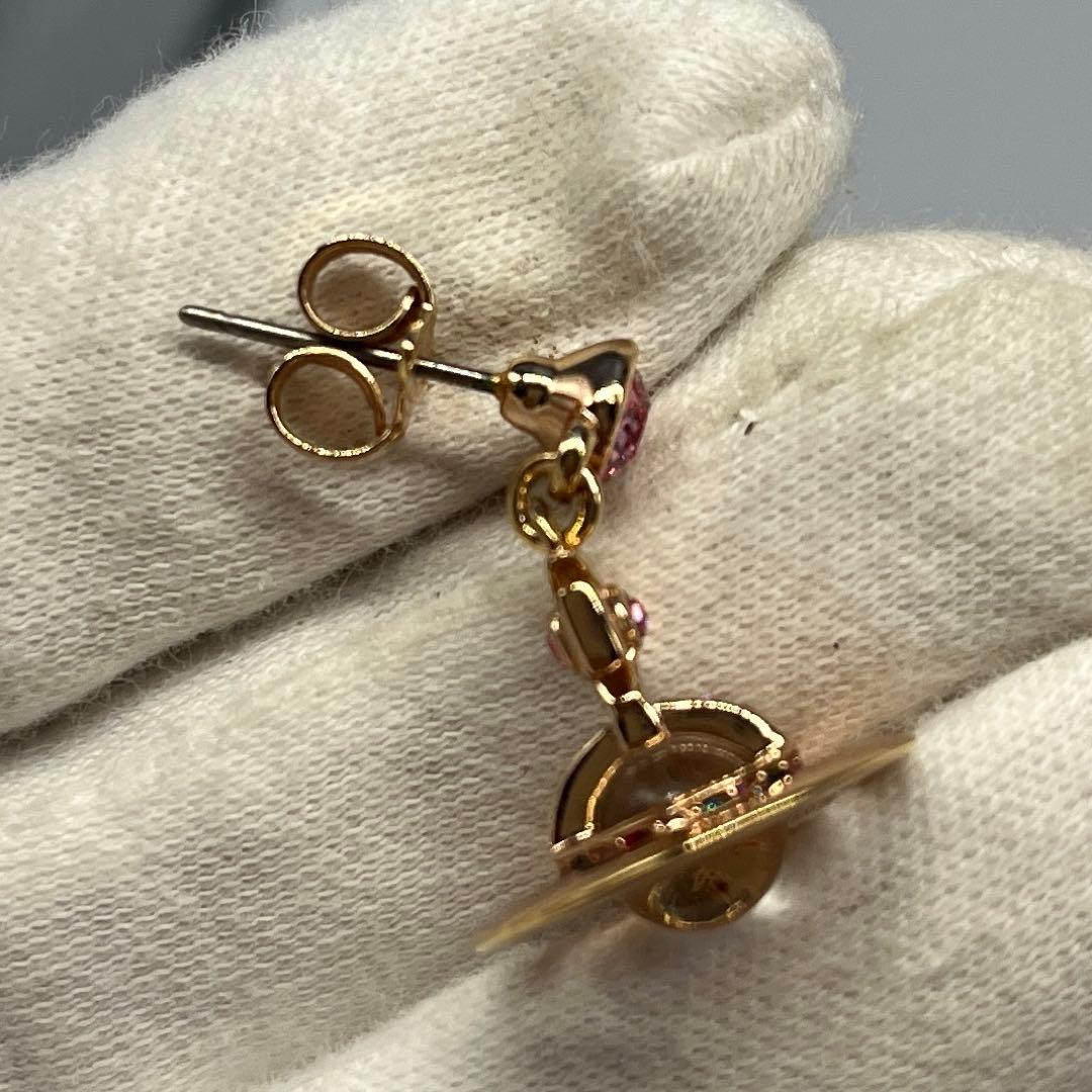 極美品 ヴィヴィアンウエストウッド ピアス タイニー オーブ ピンクゴールド