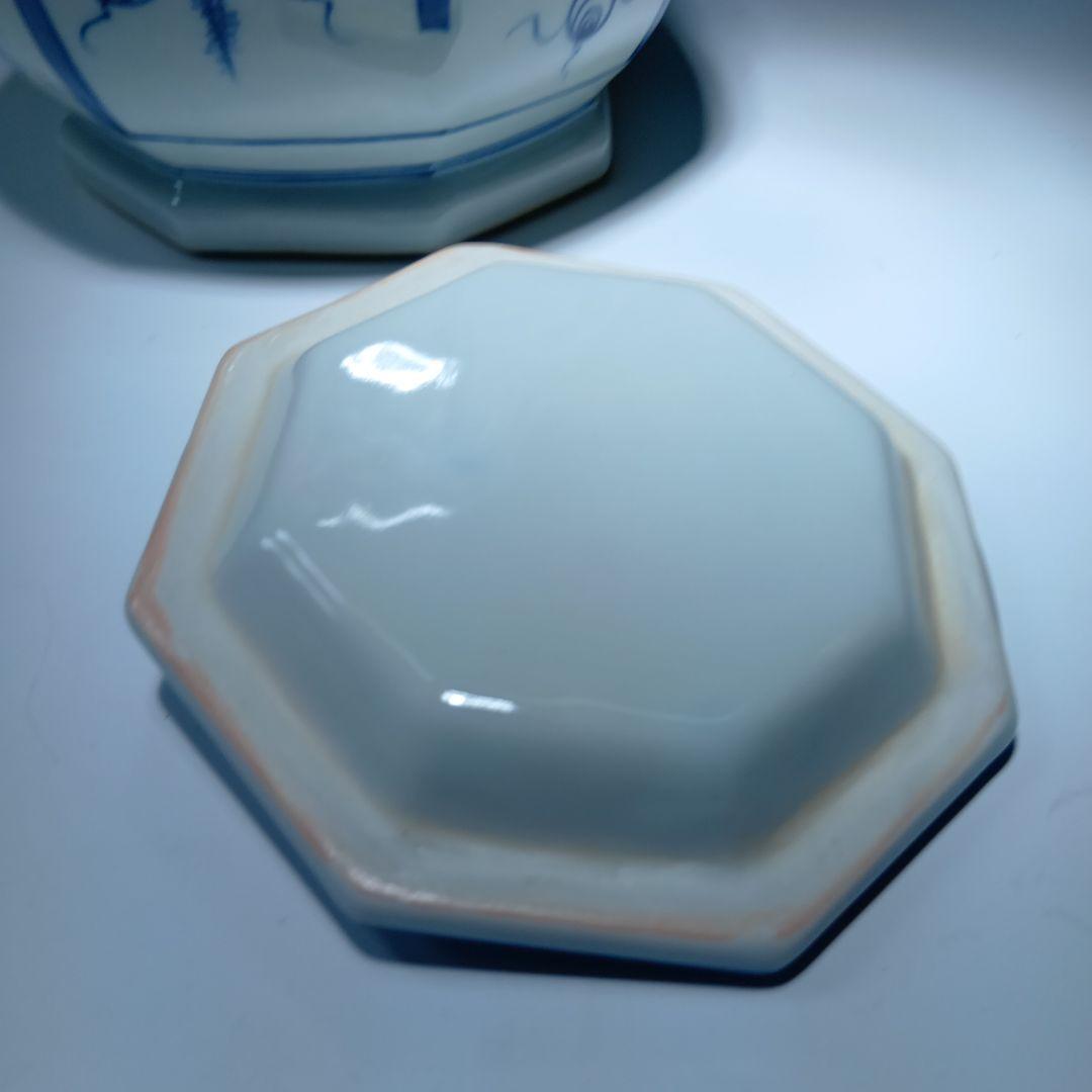 値下げ茶道具　(平安)冨田静山　染付葡萄文　 水指　共箱