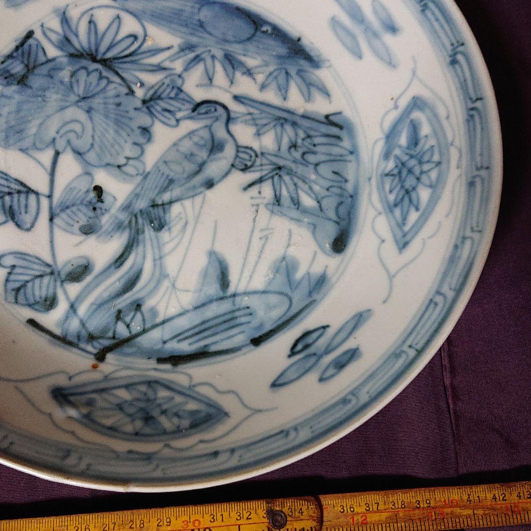 古染付 花鳥紋 皿 明時代