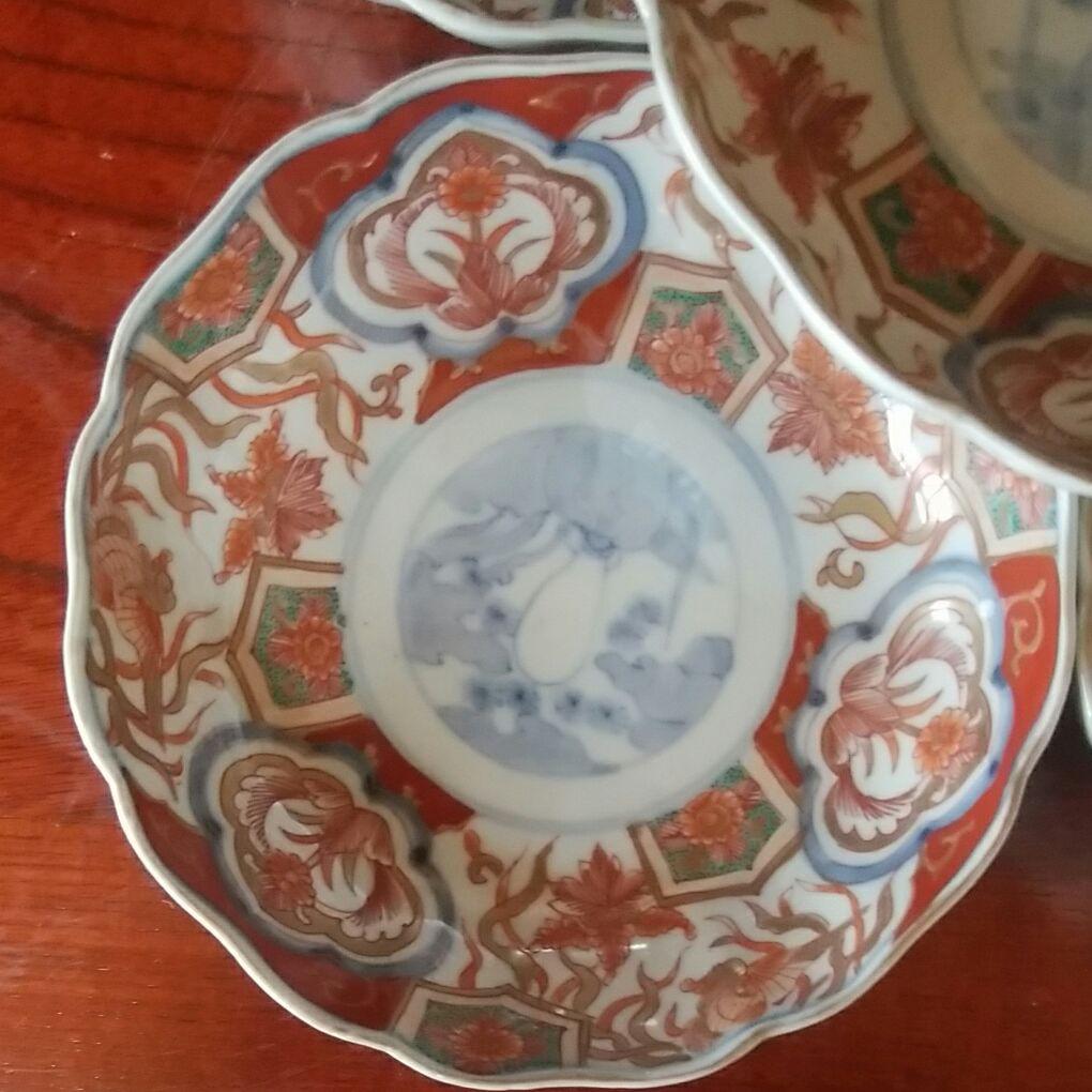 145  古伊万里　金彩錦染付　膾皿　5客