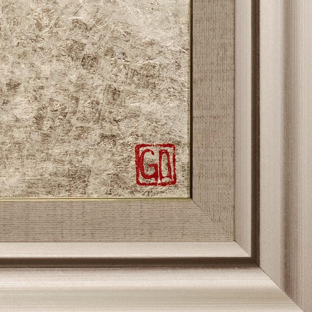 ●純プラチナ箔使用●太陽と銀の富士図がんどうあつし絵画白金シルバー富士山