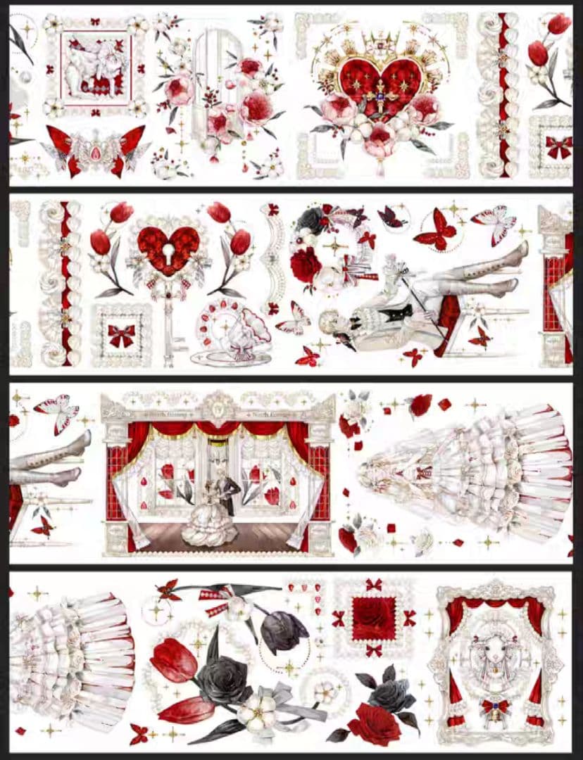 巻売 620★ 海外 マスキングテープ マステ PET 花 装飾 人物 虹光