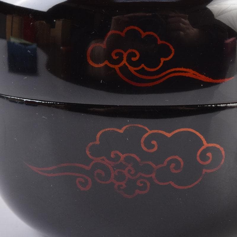 茶道具　山中塗　塗師　前端雅峯作　雲鳳凰蒔絵　大棗　共箱　V　8469