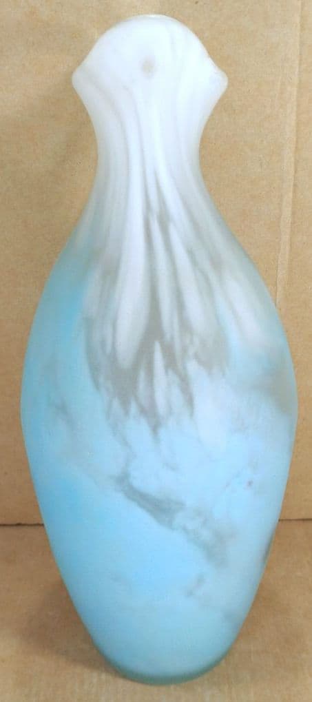 【本物保証】藤田喬平 手吹 花瓶(水色系,手付) 共箱 高さ23㎝