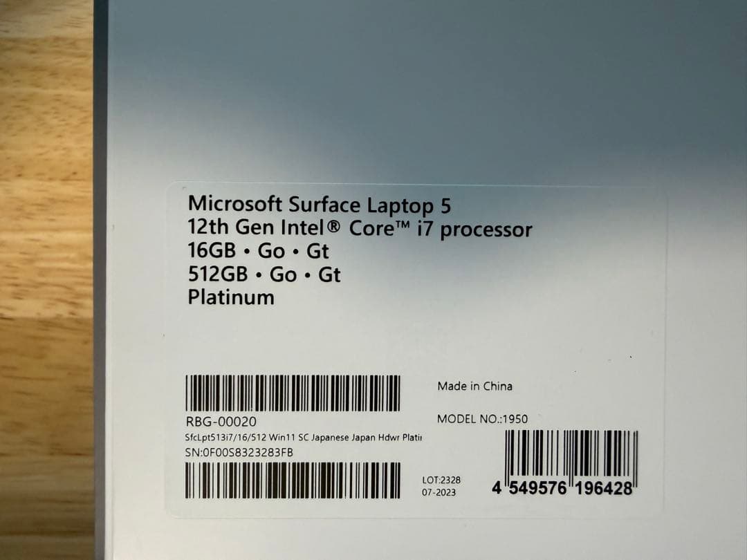 Surface Laptop 5 13.5 JP配列 i7/16GB/512GB