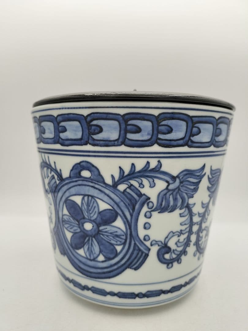 b626 水指 染付 オランダ写 西村徳泉 木箱 茶道具 古物