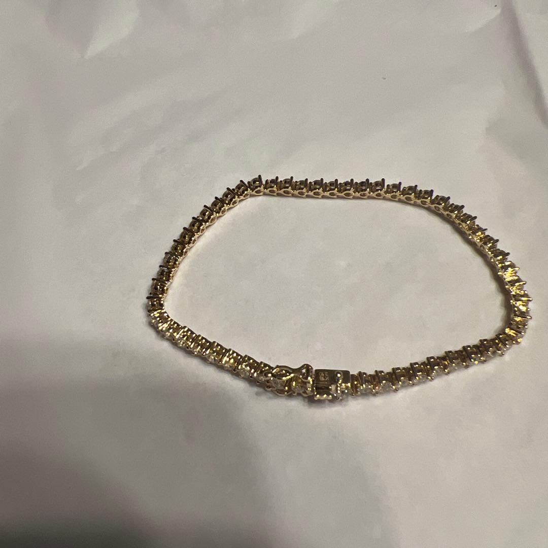 【超美品 】K18 豪華3.1ct ダイヤモンド テニスブレスレット 9.0g