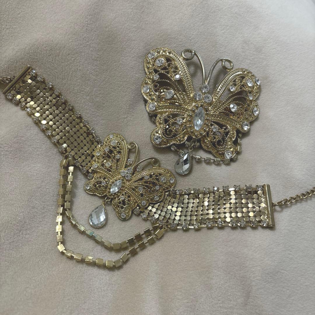 MA＊RS バタフライ柄　バレッタ、アンクレット2点セット