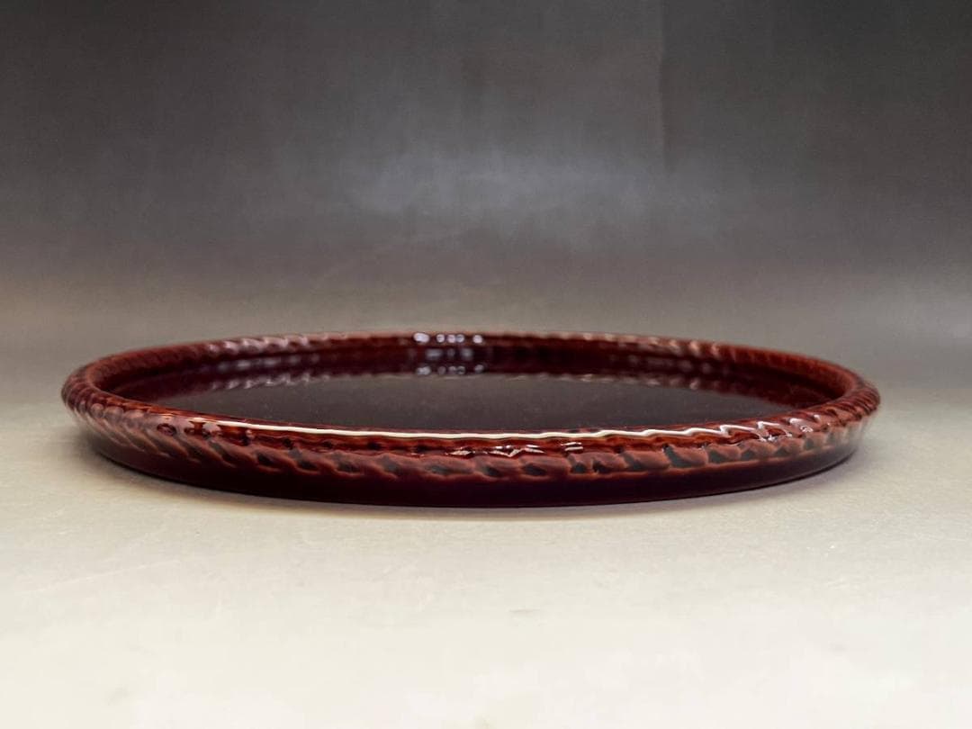 盆■丸盆 在銘 縄縁 春島造 桐箱入り 煎茶道具 煎茶盆 古美術 時代物 骨董■