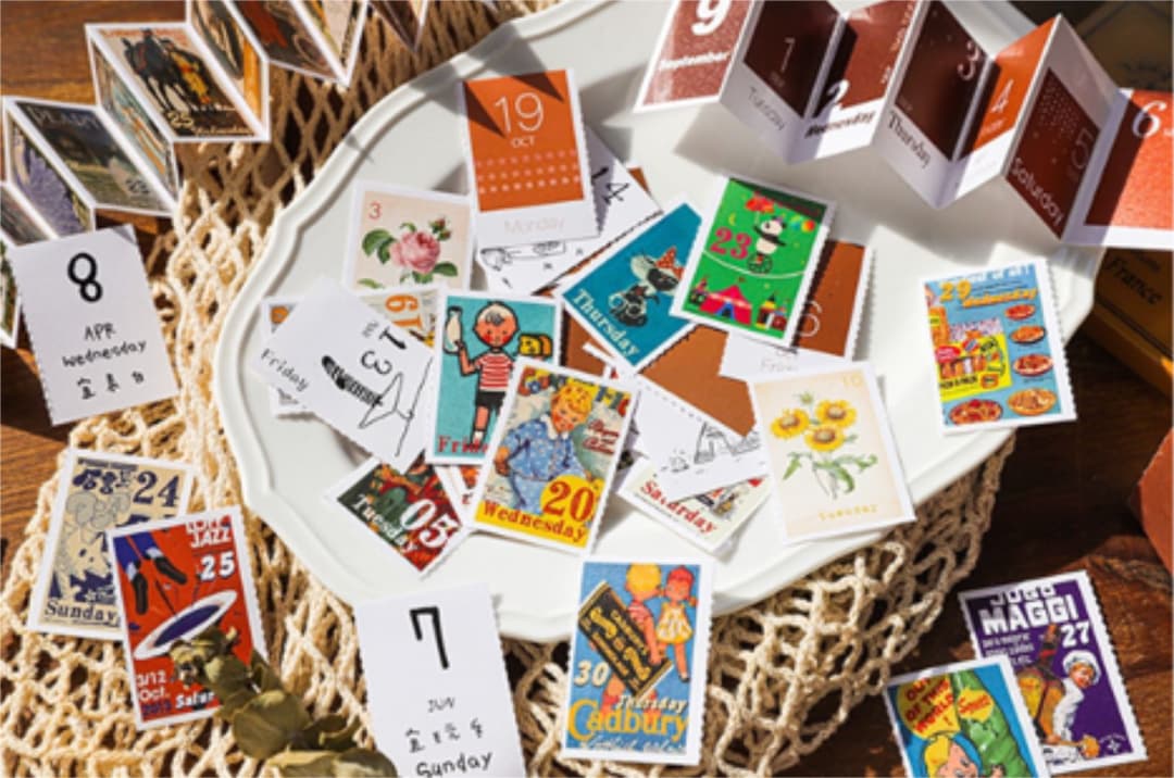 【在庫限り】2.蛇腹カレンダー2020 レトロ調