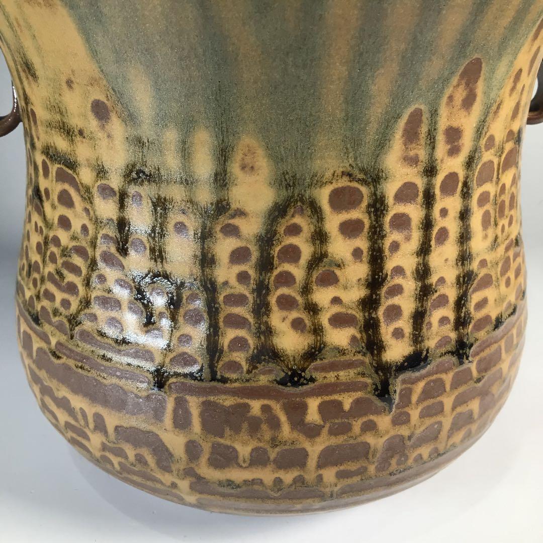 Ｎ５４３　水指　『宇田佐平造』『古瀬戸』『耳付』『一重口水指』　共箱　茶道具