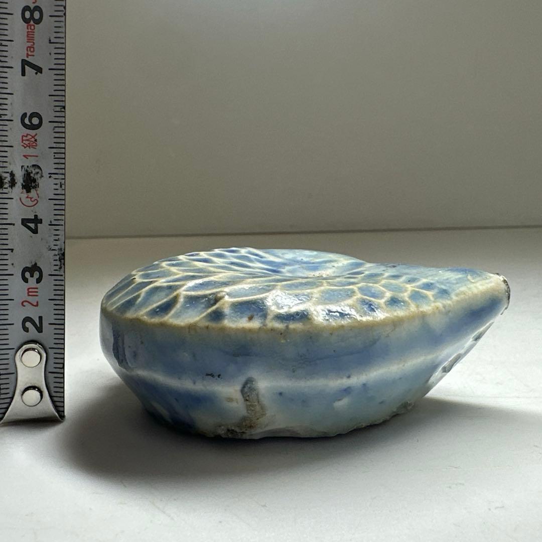 李朝　染付鯉形水滴　幅約8㎝　東Y7-0414☆2Fタエカ