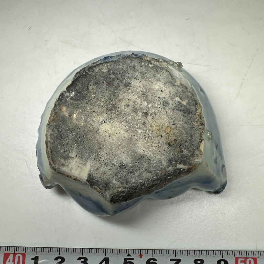 李朝　染付鯉形水滴　幅約8㎝　東Y7-0414☆2Fタエカ