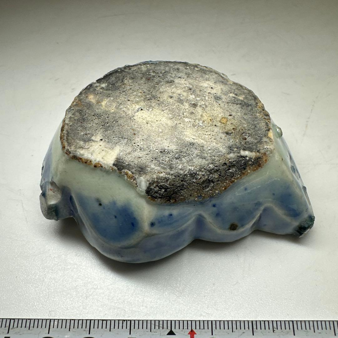 李朝　染付鯉形水滴　幅約8㎝　東Y7-0414☆2Fタエカ