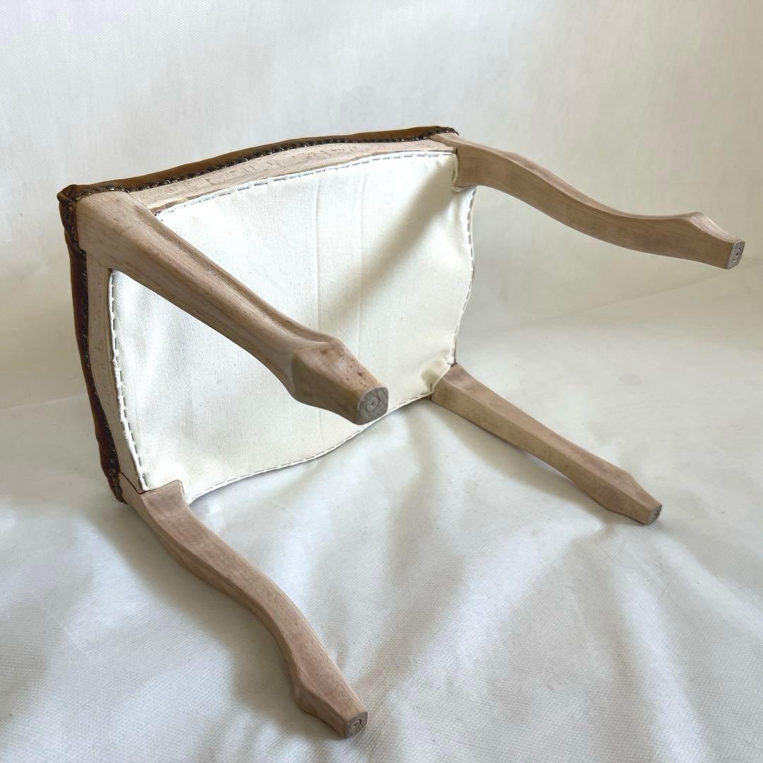 猫脚スツール・茶色 木製フレーム