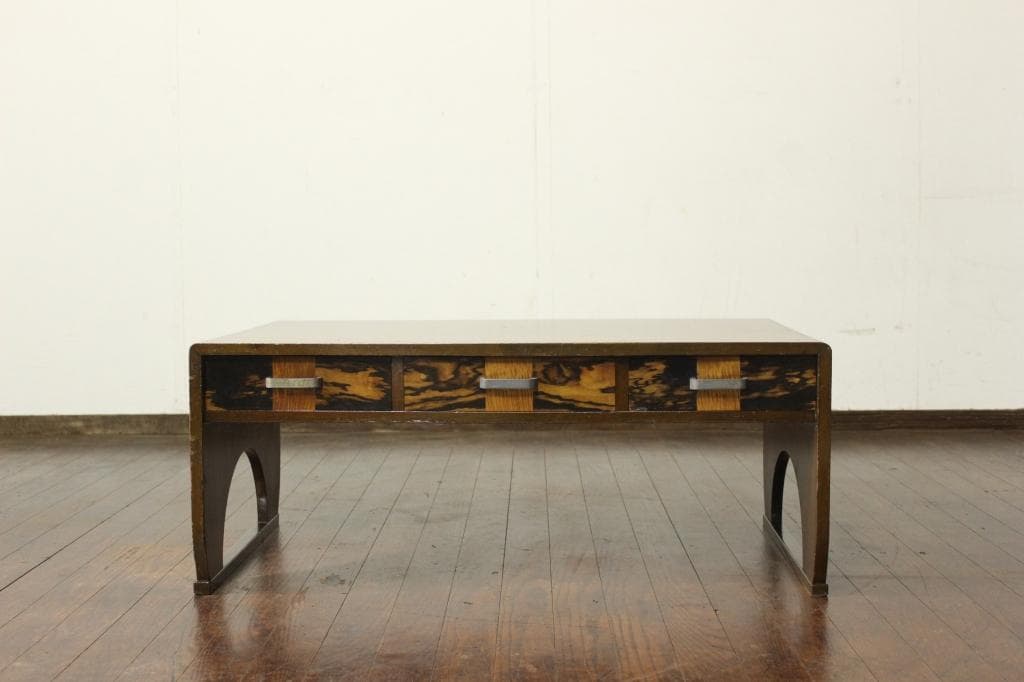 古い文机！抽斗3杯！和時代物テーブルローボードテレビ台古民家古家具作業台黒柿模様