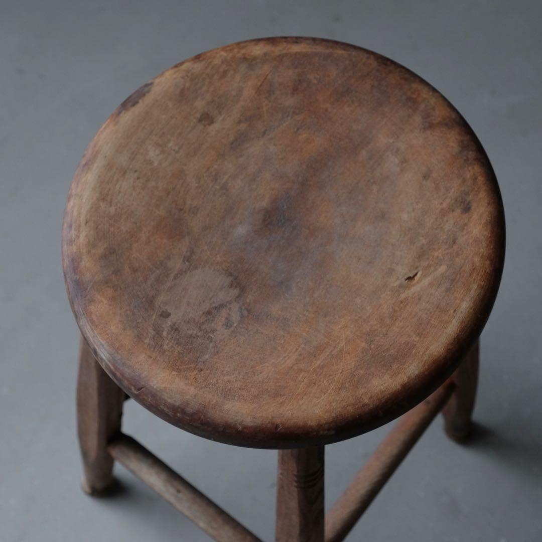 栓材 古い丸椅子　スツール チェア 古家具 古道具 アンティーク 昭和レトロ