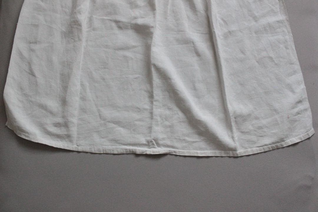 フランスアンティーク/タブリエ・ギャザーリネンエプロン/H・A