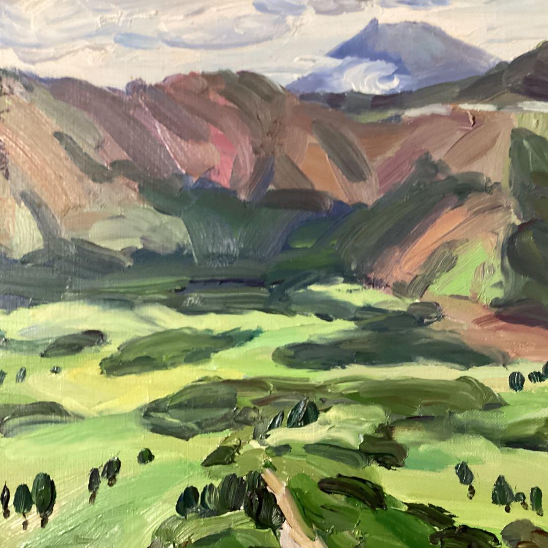 山下清　油彩画　【風景画　】　肉筆キャンバスのみ寄贈品　模写　　一点物