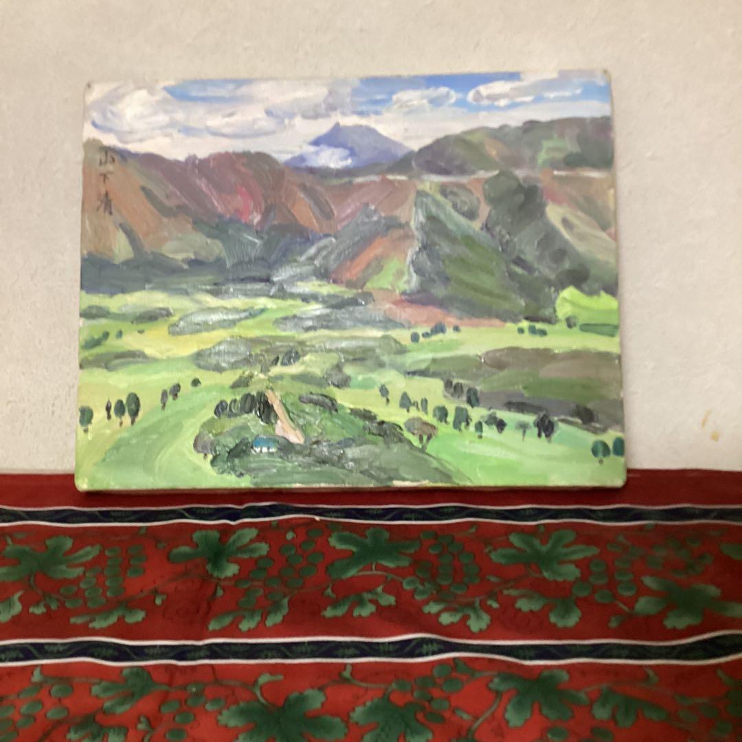 山下清　油彩画　【風景画　】　肉筆キャンバスのみ寄贈品　模写　　一点物