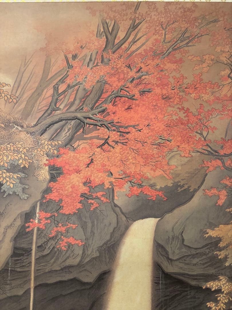 【玉堂美術館監修】川合玉堂 複製画『日光裏見瀧』掛け軸 桐箱付 日本画