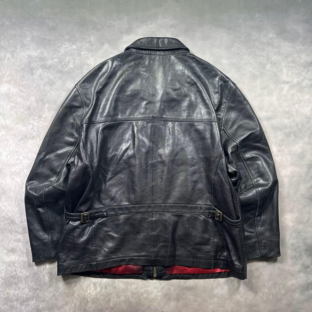 トミーヒルフィガー古着00sカウレザー本革ジャケットシングル　S98
