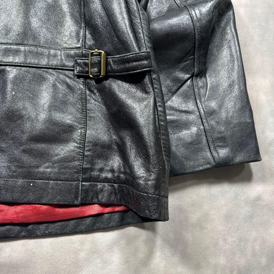 トミーヒルフィガー古着00sカウレザー本革ジャケットシングル　S98