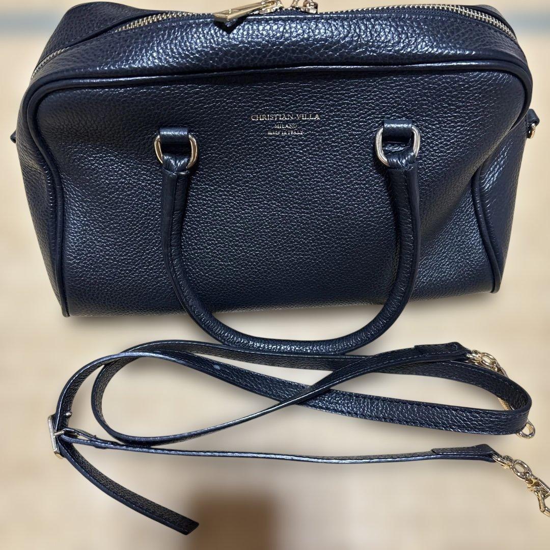 CHRISTIAN VILLA 黒 レザー ショルダーバッグ